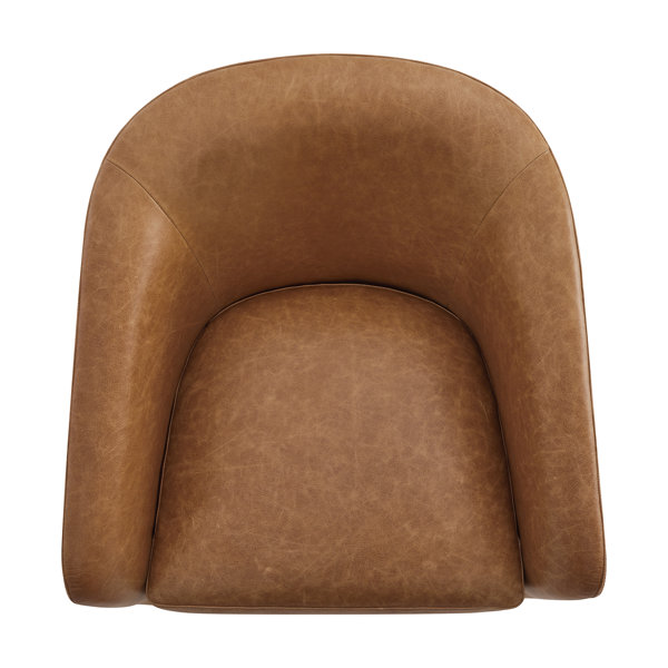 Allmodern Bennett Genuine Leather Swivel Barrel Chair Reviews Wayfair